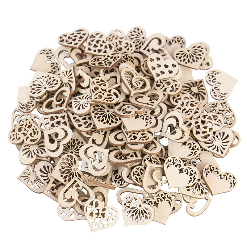 Oud Wood Chip - 50/100 adet Delikli Kalp Desen Küçük