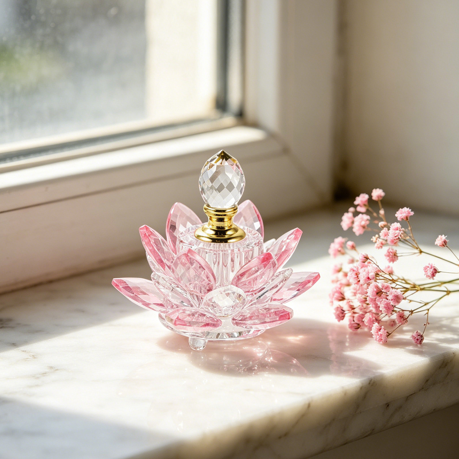 Perfume Refill Bottle - Doldurulabilir Kristal Lotus Çiçeği Parfüm Şişesi