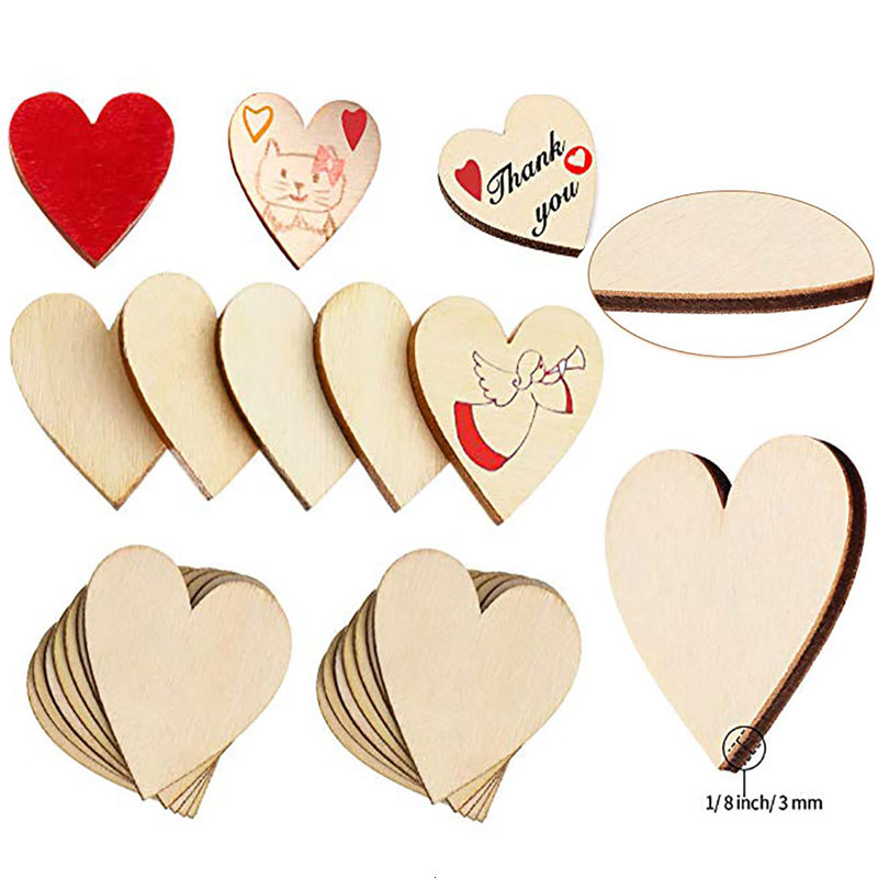 Oud Wood Chip - 3-100 adet bitmemiş ahşap kalpler boş